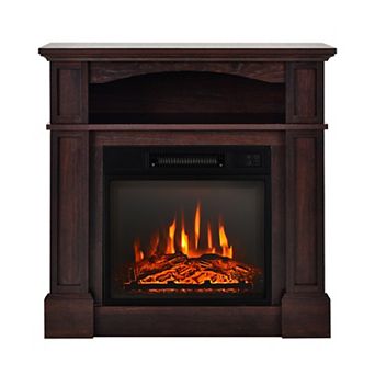 Electric Fireplace Mantel Cabinet with Storage, 1400W Indoor Centerpiece