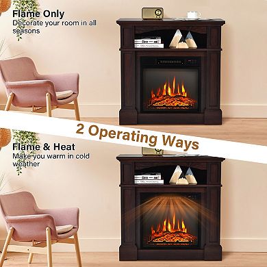 Electric Fireplace Mantel Cabinet with Storage, 1400W Indoor Centerpiece
