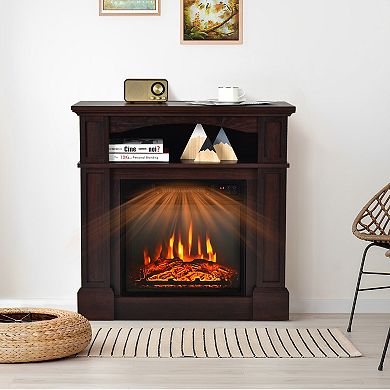 Electric Fireplace Mantel Cabinet with Storage, 1400W Indoor Centerpiece