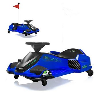 12V Kids Drifting Go-Kart: 45W Brushless Motor, 5MPH, LED Lights & Music