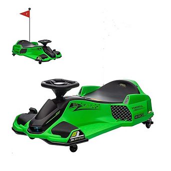 12V Kids Drifting Go-Kart: 45W Brushless Motor, 5MPH, LED Lights & Music