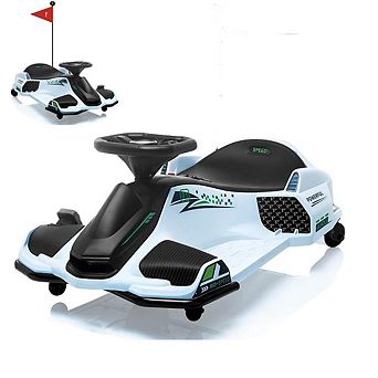 12V Kids Drifting Go-Kart: 45W Brushless Motor, 5MPH, LED Lights & Music