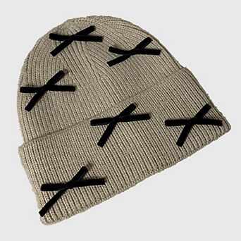Women's Knitted Beanie with Black Bow Accents - Cute & Stylish Winter Hat for Cold Weather