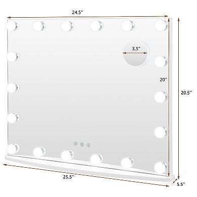Costway Vanity Mirror w/ Lights 3 Color Lighting Modes Tabletop & Wall-Mounted