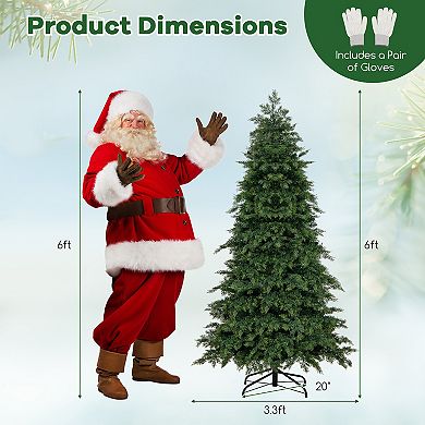 Gymax 6 FT Artificial Xmas Tree w/ 721 PE PVC Branch Tips & Folding Metal Stand