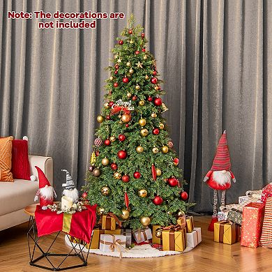 Gymax 6 FT Artificial Xmas Tree w/ 721 PE PVC Branch Tips & Folding Metal Stand