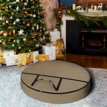 Covers&All Christmas Wreath Storage Bag with Carrying Handle & Dual Zipper