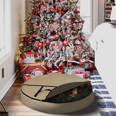 Covers&All Christmas Wreath Storage Bag with Carrying Handle & Dual Zipper