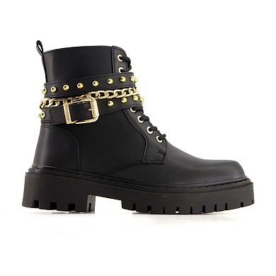 Andrea Women's Biker Boots With Chain 90784