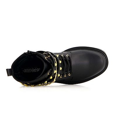 Andrea Women's Biker Boots With Chain 90784
