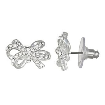 You're Invited Simulated Crystal Bow Stud Earrings