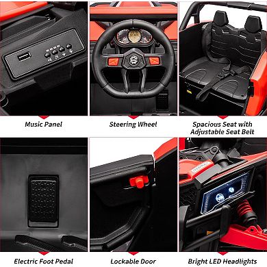 24V 2-Seater Kids UTV, Electric Ride-On Car with Remote, 2 Motors & LED Lights