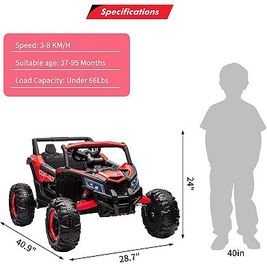 24V 2-Seater Kids UTV, Electric Ride-On Car with Remote, 2 Motors & LED Lights
