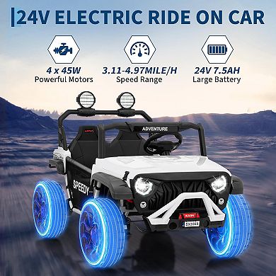 24V 4WD Kids UTV, 2-Seater with Remote, Spring Suspension & LED Lights