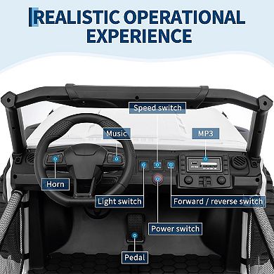 24V 4WD Kids UTV, 2-Seater with Remote, Spring Suspension & LED Lights