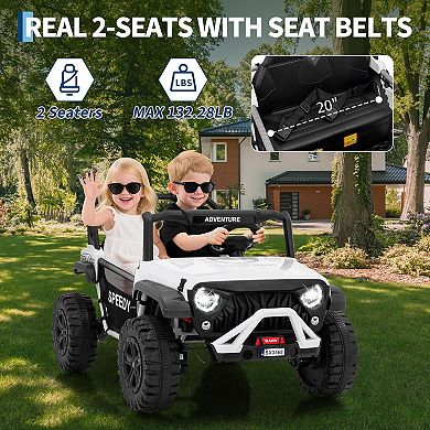 24V 4WD Kids UTV, 2-Seater with Remote, Spring Suspension & LED Lights