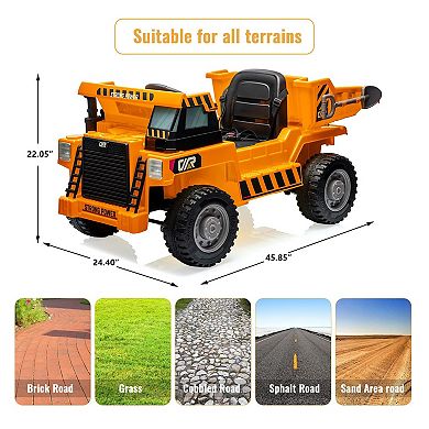 12V Electric Ride-On Dump Truck for Kid,Construction Vehicle with Remote Control,MP3/USB,Lights,Horn