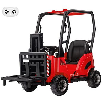 12V Remote Control Kids Forklift Truck, 2-Speed Electric Ride On Car with Liftable Fork