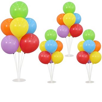 4 Balloon Stand Kit with Bases for Table Centerpieces and Rainbow Balloons for Birthday Party