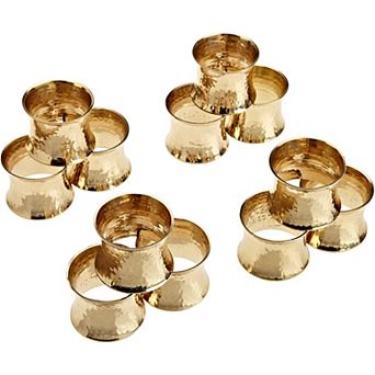 DII Hammered Gold Napkin Ring Set 12 pc