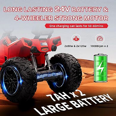 24V 4WD Kids ATV,Metal Suspension, EVA Tires, Bluetooth & Remote Control