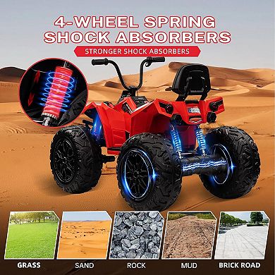 24V 4WD Kids ATV,Metal Suspension, EVA Tires, Bluetooth & Remote Control