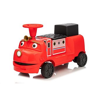 12V Kids Ride-On Electric Trackless Train Licensed by CHUGGINGTON,2-Seater with Flip-Up Storage Seat