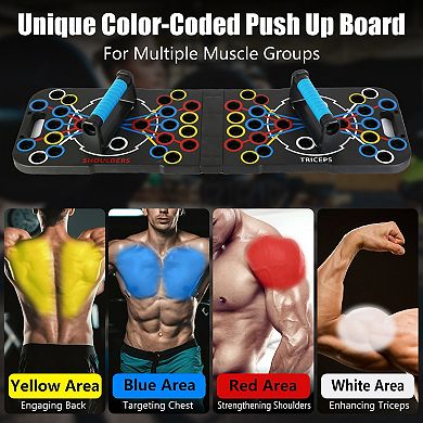 Push Up Board Set with Pilates Bar, Resistance Bands & Roller for Full Body Home Workout