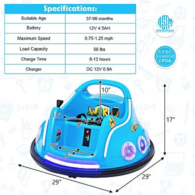 12V Bumper Car Ride On Toy with Music Lights and Remote Control