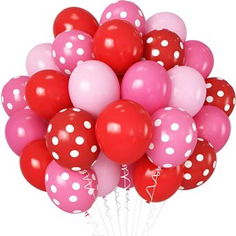 35 pc Red Pink Strawberry Pastel Polka Dot Balloons for Girl Baby Shower Birthday Party