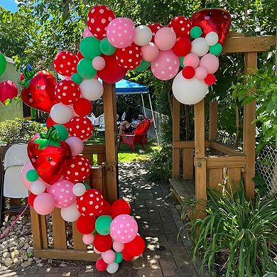 35 pcs Red Pink Strawberry Pastel Polka Dot Balloons for Girl Baby Shower Birthday Party