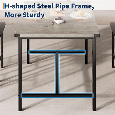 Industrial 2-Person Table Set with Padded Stools Counter Height with Backrest & Footrest