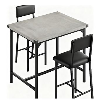 Industrial 2-Person Table Set with Padded Stools Counter Height with Backrest & Footrest