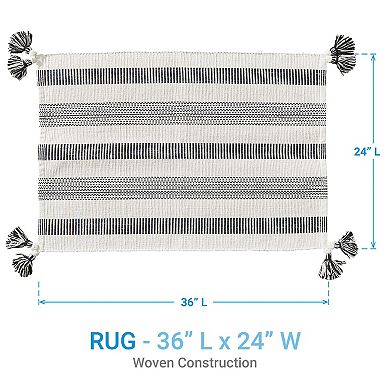 Split P Raven Stripe White Indoor Rug 2' x 3'