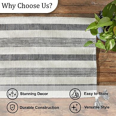 Split P Raven Stripe White Indoor Rug 2' x 3'