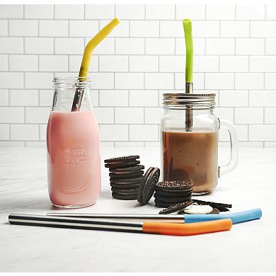 RSVP International Endurance® 4 9-in Silicone Tip Straw + 1 Cleaning Brush Set