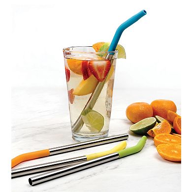 RSVP International Endurance® 4 9-in Silicone Tip Straw + 1 Cleaning Brush Set