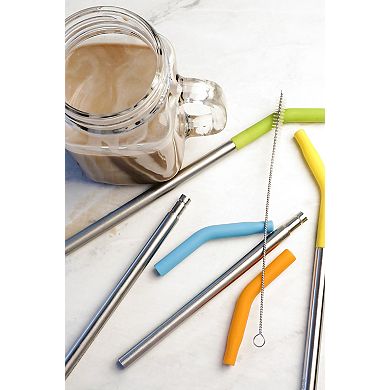 RSVP International Endurance® 4 9-in Silicone Tip Straw + 1 Cleaning Brush Set