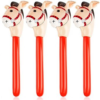 4 pc Inflatable Stick Horsehead Balloons for Theme Birthday Party Decorations 37 in