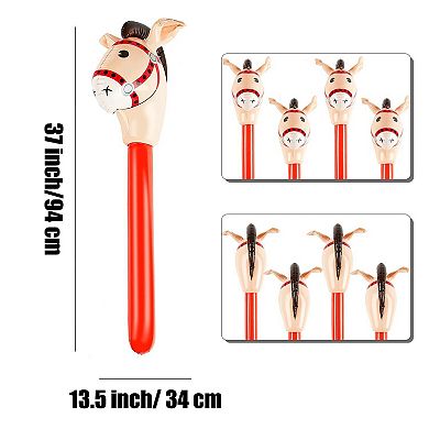 4 Pieces Inflatable Stick Horsehead Balloons for Theme Birthday Party Decorations 37 Inches