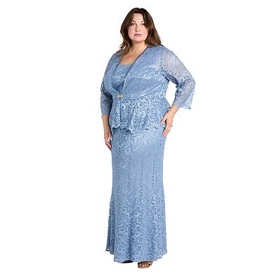 Plus Size R&M Richards 2-Pc. Long Lace Jacket & Dress Set
