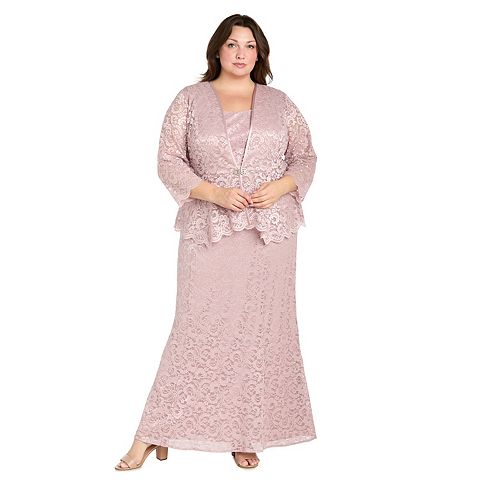 Женские платья R&M Plus Size R&M Richards 2 pc Long Lace Jacket & Dress Set