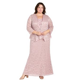 Plus Size R&M Richards 2 pc Long Lace Jacket & Dress Set
