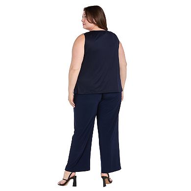 Plus Size R&M Richards 3-pc. Threadwork Duster, Top & Pants Set