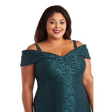 Plus Size R&M Richards Long Off-The-Shoulder Dress