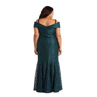 Plus Size R&M Richards Long Off-The-Shoulder Dress