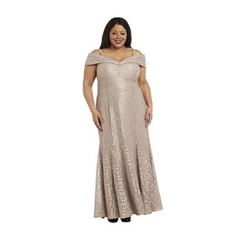 Plus Size R&M Richards Long Off-The-Shoulder Dress