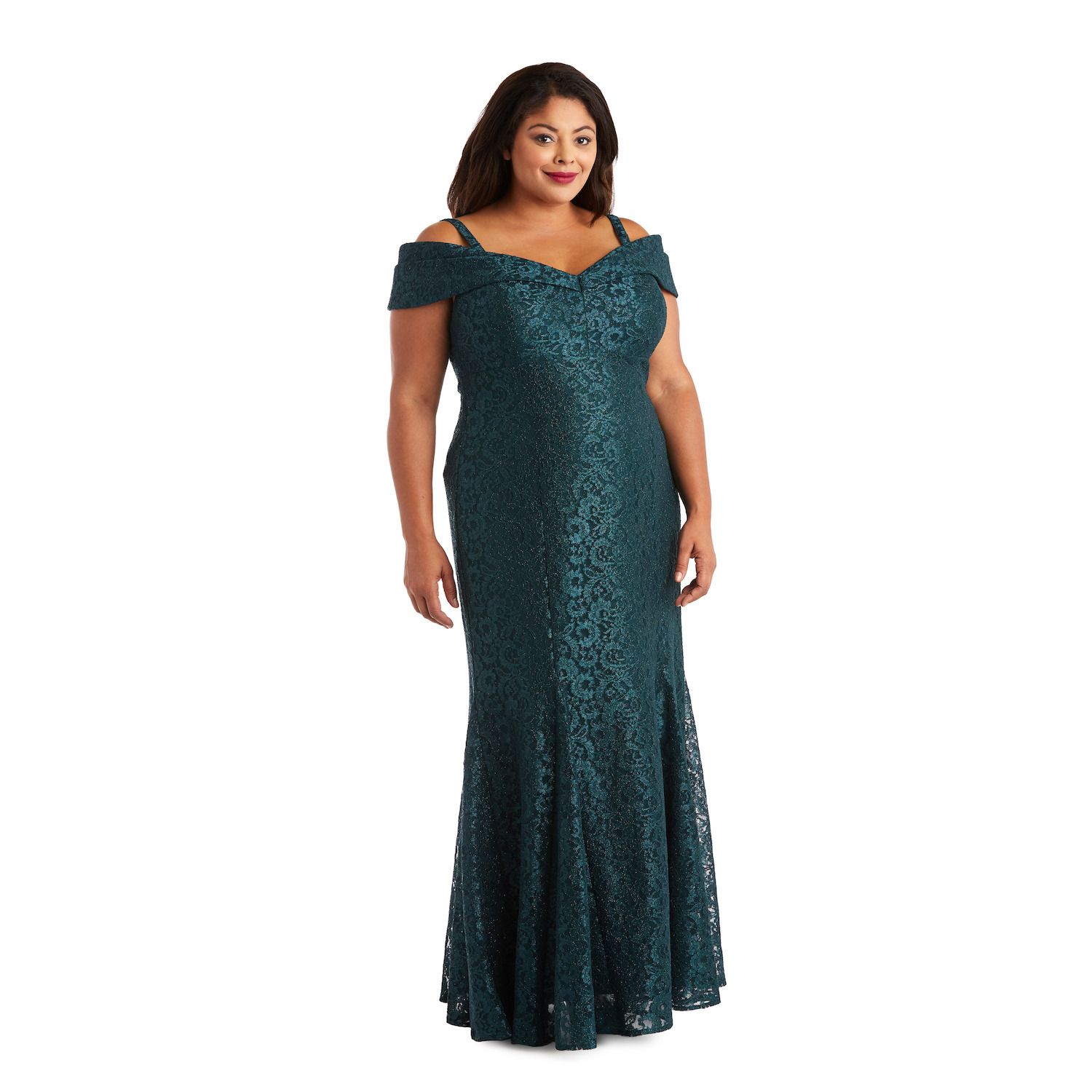 Женские платья R&M Richards Plus Size R&M Richards Long Off-The-Shoulder Dress