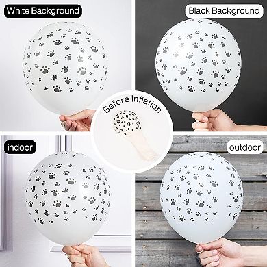 50 Pcs 12 Inch Matte White Dog Paw Print Balloons for Dog Animal Theme Party Decorations