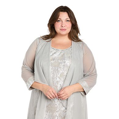 Plus Size R&M Richards 2-Pc. Foil Print Jacket & Dress Set